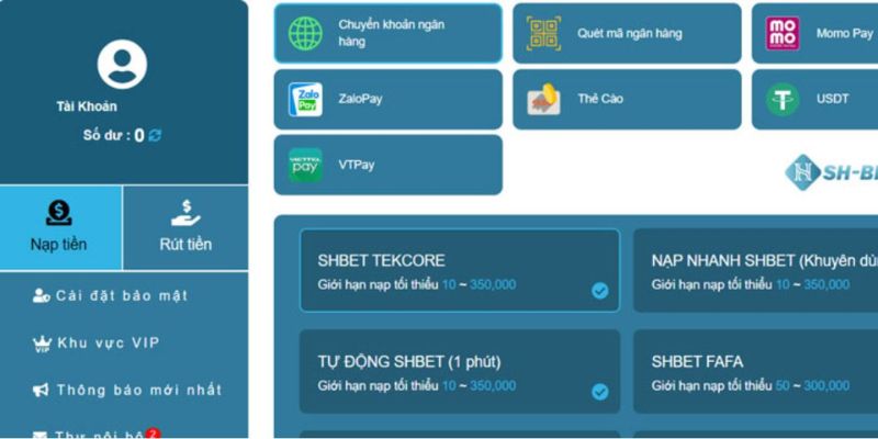 Khi đã Nạp tiền SHBET xong bạn có thể tham gia cá cược